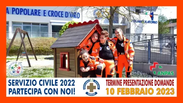 Promozionale servizio civile, tre ragazze del servizio civile davanti alla sede