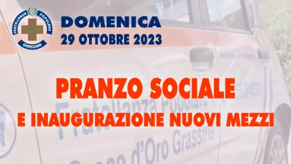 banner promozionale per pranzo sociale e presentazione nuovi mezzi