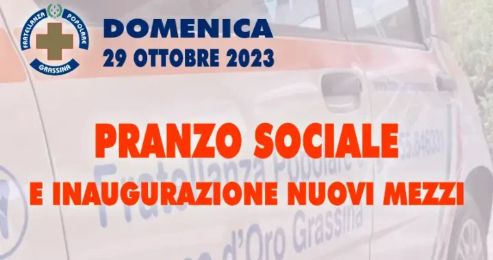banner promozionale per pranzo sociale e presentazione nuovi mezzi