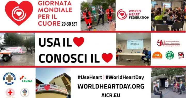 promo giornata mondiale per il cuore 2023 grafica e foto di momenti della manifestazione 2022