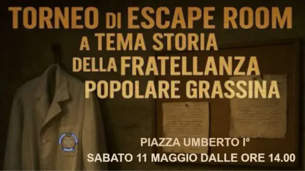 promo escape room gruppo giovani fratellanza popolare di Grassina. Stanza buia con camice da dottore e fogli antichi appesi alla parete