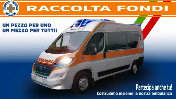 un ezzo per uno, un mezzo per tutti immagine promozionale per raccolta fondi ambulanza