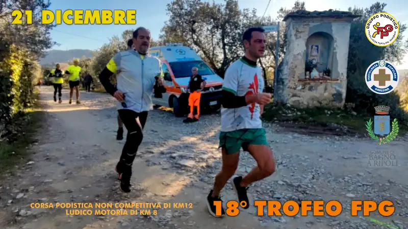 Promo 18° trofeo podistico FPG, podisti che corrono davanti ad una ambulanza
