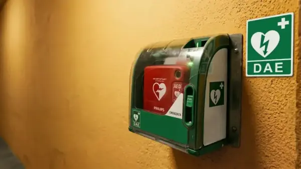 Postazione DAE pubblico - immagine generata con AI