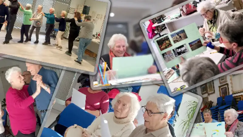 Collezione di foto di persone del gruppo anziani della nostra associazione durante delle attività