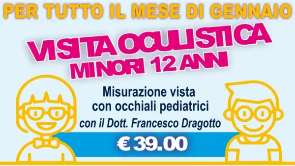 Promozionale visita oculistica per bambini, disegni di bambini con occhiali